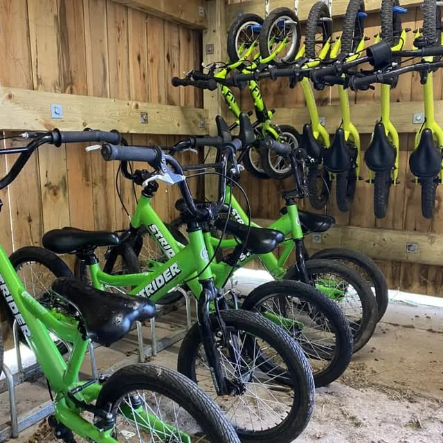 A fleet of children's bikes serviced by JJW Bicycle Repairs